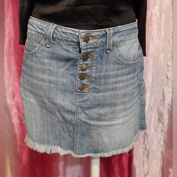 Guess Blue Denim Mini Skirt with Button Detail - Picture 1 of 4